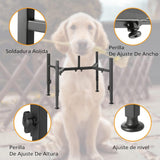 Dog Food Bowl Holder - Metal Food Bowl Holder - Adjustable Dog Food Bowl Holder - Double Food Bowl Holder - Suitable for Large, Medium, and Small Dogs - Black (Dog Food Bowl Not Included)