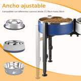 Dog Food Bowl Holder - Metal Food Bowl Holder - Adjustable Dog Food Bowl Holder - Double Food Bowl Holder - Suitable for Large, Medium, and Small Dogs - Black (Dog Food Bowl Not Included) - 45-Degree Angle