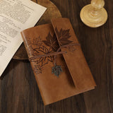Notebook - Unisex Journal - Leather Sketchbook - Classic Spiral Binding - Travel Journal - Includes Unprinted Kraft Paper - Replaceable Inserts, Ideal Gift (Brown, A6 Paper) - Side View