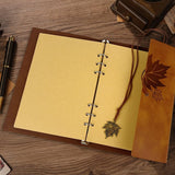 Notebook - Unisex Journal - Leather Sketchbook - Classic Spiral Binding - Travel Journal - Includes Unprinted Kraft Paper - Replaceable Inserts, Ideal Gift (Brown, A6 Paper) - Top-Down View