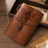 Notebook - Unisex Journal - Leather Sketchbook - Classic Spiral Binding - Travel Journal - Includes Unprinted Kraft Paper - Replaceable Inserts, Ideal Gift (Brown, A6 Paper) - 45-Degree Angle