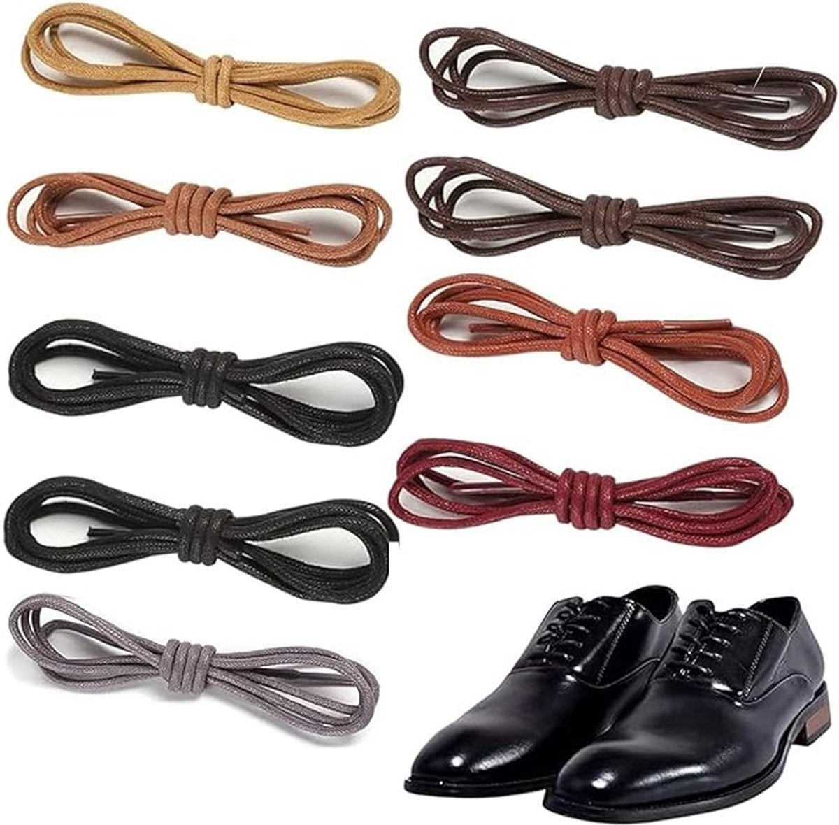 Shoelaces - 9 pairs - Laces for men's shoes - 0.9 meters long - 2.5-3 millimeters wide - Suitable for mountain boots, army boots and rainy days.