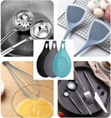 Kitchen Utensils - Set of 3 - Spoon Holder - Spoon Mat - Kitchen Storage Rack - Kitchen Accessories - Made of Silicone - Suitable for wooden, silicone and metal teaspoons, etc. - Front View