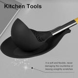 Kitchen Utensils - Set of 3 - Spoon Holder - Spoon Mat - Kitchen Storage Rack - Kitchen Accessories - Made of Silicone - Suitable for wooden, silicone and metal teaspoons, etc. - Rear View