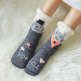 House Socks (1 pair) - Floor Socks - Slipper Socks - Women's House Socks - Fleece Lining - Non-Slip House Socks - Christmas Gift - Side View
