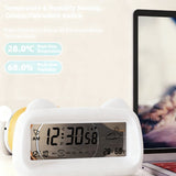 Alarm Clock - Digital Alarm Clock - Digital Clock - Smart Alarm Clock - Electronic Calendar - Cat-shaped Alarm Clock with Light - Real-time Temperature and Humidity Monitoring - Weather Display - Large Night Light Screen - USB Charging（White） - Top-Down View