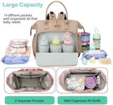 Convertible Diaper Bag - Wide Opening - 14 Pockets - Stylish - Baby Changing Bag - with Stroller Buckle - Diaper Bag - Waterproof (Off-White) - Front View