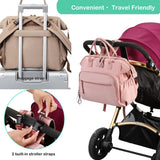 Convertible Diaper Bag - Wide Opening - 14 Pockets - Stylish - Baby Changing Bag - with Stroller Buckle - Diaper Bag - Waterproof (Off-White) - Side View