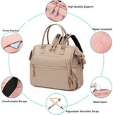Convertible Diaper Bag - Wide Opening - 14 Pockets - Stylish - Baby Changing Bag - with Stroller Buckle - Diaper Bag - Waterproof (Off-White) - Top-Down View