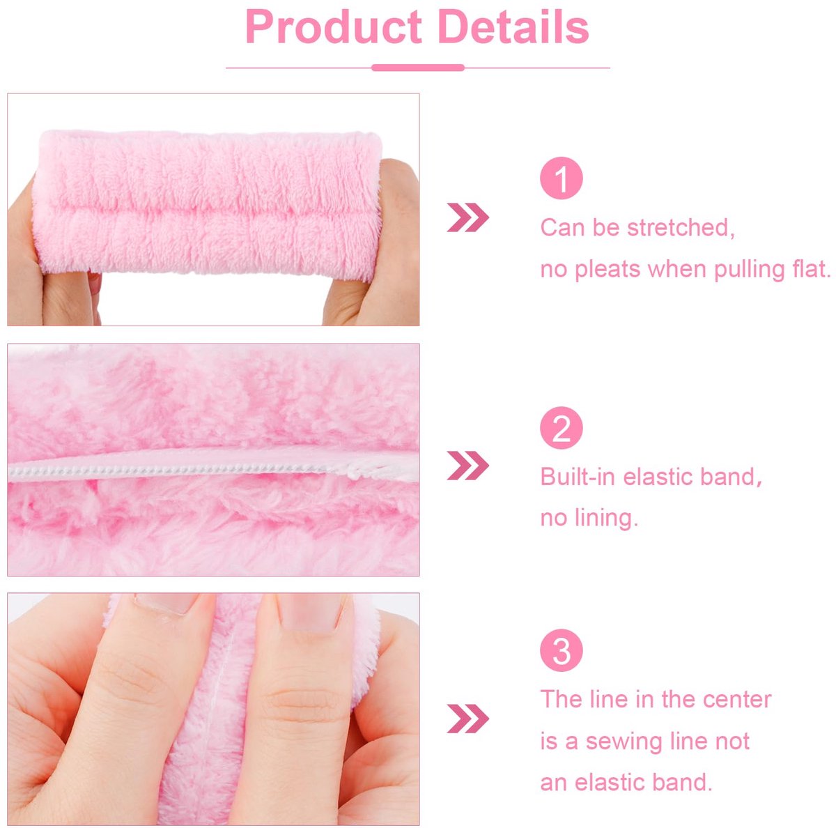 Winter Headband for Women - Set of 4 - Pink Makeup Headband and Wristband Set - Suitable for Facial Cleansing and Skin Care - Christmas Gift - Birthday Gift, Gift for Girls