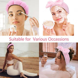 Winter Headband for Women - Set of 4 - Pink Makeup Headband and Wristband Set - Suitable for Facial Cleansing and Skin Care - Christmas Gift - Birthday Gift, Gift for Girls