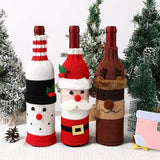 Wine Bottle Cover - Christmas Wine Bottle Cover - Hand-Knitted Cartoon Decorated Bottle Cover - Christmas Gifts for Adults - Perfect for Holiday Party Decorations (3-Piece Set)