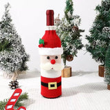 Wine Bottle Cover - Christmas Wine Bottle Cover - Hand-Knitted Cartoon Decorated Bottle Cover - Christmas Gifts for Adults - Perfect for Holiday Party Decorations (3-Piece Set) - Side View