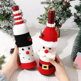 Wine Bottle Cover - Christmas Wine Bottle Cover - Hand-Knitted Cartoon Decorated Bottle Cover - Christmas Gifts for Adults - Perfect for Holiday Party Decorations (3-Piece Set)
