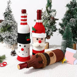 Wine Bottle Cover - Christmas Wine Bottle Cover - Hand-Knitted Cartoon Decorated Bottle Cover - Christmas Gifts for Adults - Perfect for Holiday Party Decorations (3-Piece Set) - 45-Degree Angle