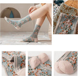 5 pairs of cotton socks for women - retro floral pattern - warm socks - lounge socks - autumn and winter socks - socks with 3D relief design - Close-Up Angle