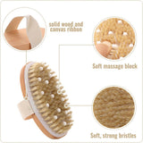 Bath Brush - Body Brush - Natural Bristles - Massage Brush - Shower Brush - Exfoliating Brush - Sauna Brush - Improves Blood Circulation - Lymphatic Function - Removes Dead Skin Cells - Side View