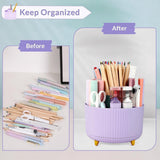 Storage Box - Rotating purple organizer for pens and art supplies - Storage box with compartments - Rotatable - Suitable for offices, schools and homes