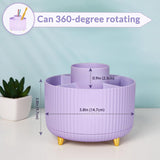 Storage Box - Rotating purple organizer for pens and art supplies - Storage box with compartments - Rotatable - Suitable for offices, schools and homes - Rear View