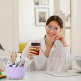 Storage Box - Rotating purple organizer for pens and art supplies - Storage box with compartments - Rotatable - Suitable for offices, schools and homes - Close-Up Angle