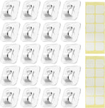 Hooks - Mini Light Clips | Self-Adhesive Lighting Hooks - Cable Holder Organizer - Set of 20 Hooks incl. Adhesive Strip
