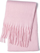 Scarf - Women's Winter Scarf - Warm and Thick Knitted Checked Scarf - Blanket Scarf - Stylish Gift - A Gift for Her (Pink) - Front View