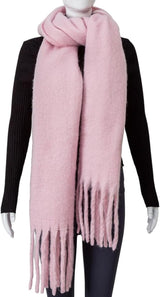 Scarf - Women's Winter Scarf - Warm and Thick Knitted Checked Scarf - Blanket Scarf - Stylish Gift - A Gift for Her (Pink) - Top-Down View