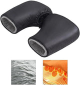 Cycling Gloves - Extra Padded Cycling Gloves - Waterproof Gloves - Warm Gloves - Cycling Gloves - Scooter Gloves - Hand Warmers - Bicycle Accessories - With Reflective Strips - Winter - Windproof （Black） - Top-Down View