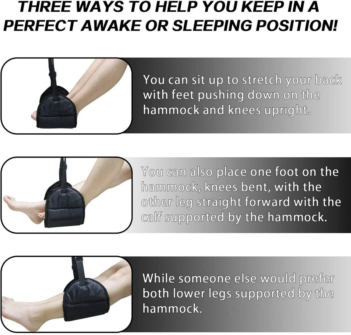 Airplane Footrest - Flying Leg Hammock - Prevents Back, Leg, Knee, and Hip Pain and Stiffness - Portable Travel Accessory with Adjustable Height - Suitable for Airplanes, Trains, and the Office