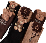 Socks 3-pack - House socks - fluffy socks - Casual socks - Indoor & Outdoor Wearable - Soft & Warm - socks men - socks women - Unisex Women - Size 36 to 42 - Light brown flowers - 45-Degree Angle