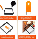 Egg Packaging - Pack of 4 - Egg Packaging - Square Egg Packaging - Non-stick Stainless Steel Square Shape - Square Omelette Mold - With Silicone Insulated Handle - 10x8cm
