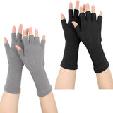 2 pairs of fingerless gloves - plain gloves for fall and winter - warm gloves with half fingers - long knitted - fingerless gloves - one size fits all - wristbands - black and gray