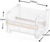 Transparent, visible packaging tape dispenser - holder for cutting tape - organizer, holder for desk and office tape - holder for self-adhesive roll tape dispenser - storage tape, cutting tape - adhesives and fasteners