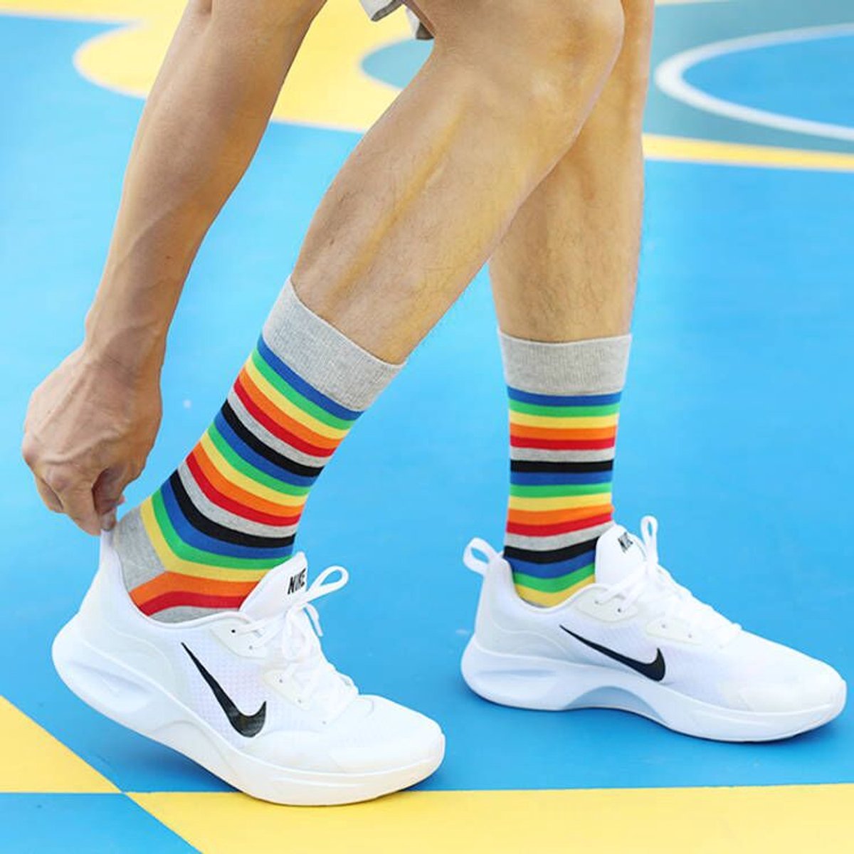 Socks - Comfort Cotton High Socks - Colorful Striped Socks (5 Pairs)