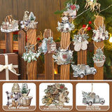 Christmas tree decorations (12 pieces) - Indoor Christmas decorations - Wooden Christmas tree decorations - Snowman - Sleigh - Reindeer set - Christmas decorations - Christmas decorations - Style A - Front View