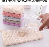 5-pack - Hanging ring, machine washable, quick drying - Hanging towels - Kitchen and bathroom towel strips (beige + pink + blue + purple + gray) - Side View