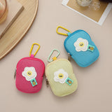 Storage Bag - Cute Mesh - Flowers - Keychain Wallet - Headphone Bag - Pendant Storage Bag - Multifunctional - Red