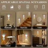 Night Light - Mood Lamp - LED Lighting - Night Lamp - LED Cabinet Light and Stair Light with Sensor - Two-tone - USB Rechargeable Night Light - Magnetic Mounting - For Children's Room, Bedroom, Hallway or Corridor, etc. (Black) - Top-Down View