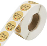 Sticker Labels - 500 sheets/roll - Round handmade heart-shaped kraft paper labels - Self-adhesive baking labels - Decorative labels - Sealing stickers - Gift stickers - Front View