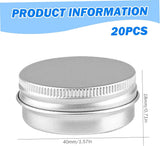 Small Tins with Lids - Pack of 20 - Dispensing Containers - 20ml Reusable Aluminum Tins and Refillable Small Tins with Screw Cap, Travel Sample Containers - Suitable for storing nail art supplies, jewelry, badges, sweets, etc. - 45-Degree Angle