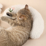 Pet Cushion - Soft Plush Pet Cushion - Cute Patterned Pet Mat - Comfortable Neck Support - Suitable for Cats and Dogs - White