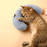 Pet Cushion - Soft Plush Pet Cushion - Cute Patterned Pet Mat - Comfortable Neck Support - Suitable for Cats and Dogs - White - Rear View