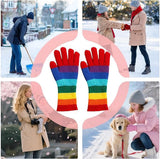 Knitted Gloves - Gloves - Rainbow Gloves - Warm Gloves - Touchscreen Compatible Gloves - Unisex - Suitable for Cold Weather, Sports, Travel, Driving, Skating, Skiing - Christmas Gift - Birthday Gift - Side View