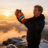 Knitted Gloves - Gloves - Rainbow Gloves - Warm Gloves - Touchscreen Compatible Gloves - Unisex - Suitable for Cold Weather, Sports, Travel, Driving, Skating, Skiing - Christmas Gift - Birthday Gift - 45-Degree Angle
