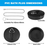 2-Pack Drain Plug - Sink Plug - Bath Plug for Home - Universal Plug Set - Diameter 42-45 mm - For Sinks - Kitchen Sink Plug Chain - Black - Close-Up Angle