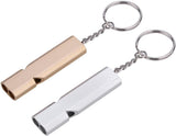 Whistles - Emergency Survival Whistles - Set of 2 - Extra Loud Aluminum Whistles for Outdoor Use - Slim Double-Barrel Rescue Whistles - Suitable for Swim Training, Camping, Hiking, Hunting, Boating and Other Activities (Gold + Silver)