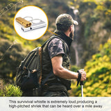 Whistles - Emergency Survival Whistles - Set of 2 - Extra Loud Aluminum Whistles for Outdoor Use - Slim Double-Barrel Rescue Whistles - Suitable for Swim Training, Camping, Hiking, Hunting, Boating and Other Activities (Gold + Silver)
