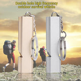 Whistles - Emergency Survival Whistles - Set of 2 - Extra Loud Aluminum Whistles for Outdoor Use - Slim Double-Barrel Rescue Whistles - Suitable for Swim Training, Camping, Hiking, Hunting, Boating and Other Activities (Gold + Silver) - Top-Down View