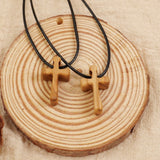 Olive Wood Cross Necklace - Simple and Personalized - Front View