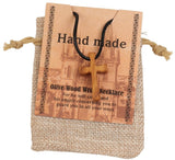 Olive Wood Cross Necklace - Simple and Personalized - Top-Down View
